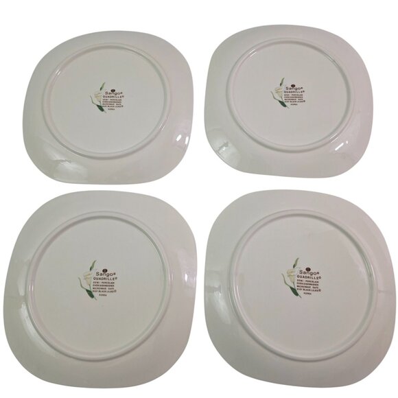 Sango Quadrille Black Lilies Semi Porcelain Salad Luncheon Plates – Set of 4 - Picture 2 of 13